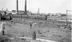 Train passing the Richmond Power Station, South Yarra, 1923