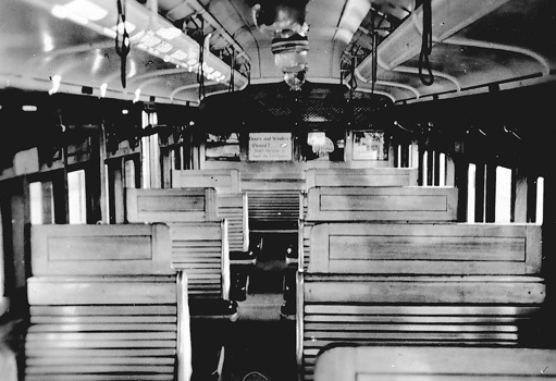 Interior of a second-class suburban railway carriage, Williamstown, September 1951