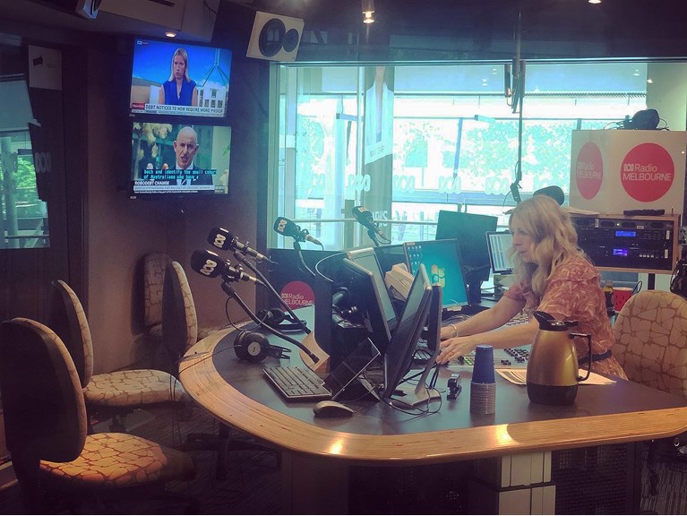 Richelle Hunt in ABC Radio Melbourne Studio.