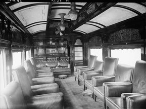 Interior of parlour carriage, saloon end