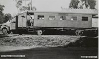 Truck converted to travel on tracks and be used as a tram carrying passengers, Koondrook, post-1920