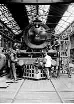 S class steam locomotive under construction, Newport Workshops, circa 1928