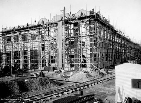 Construction of Jolimont running sheds, 27 July 1914
