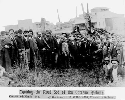 Turning the first sod of the Outtrim Railway, Outtrim, 6 March 1885