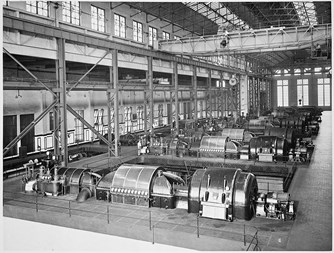 Inside the Turbine Room at Newport Power Station, pre-1918