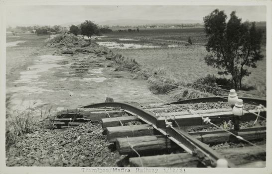 Flood damage on the Traralgon to Maffra line, 1 December 1934