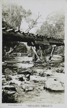 A timber tramway bridge near Sunnydale, Warburton