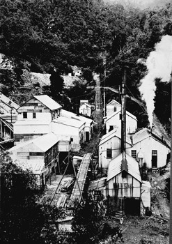 Looking down on the A1 gold mine, Woods Point, circa 1905