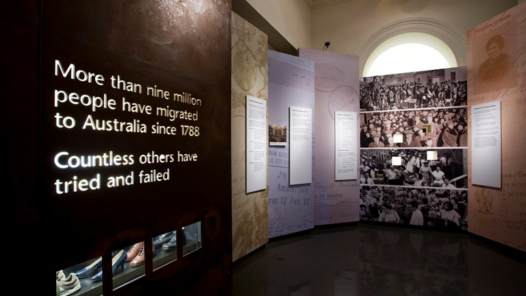 One of the exhibition spaces in the Immigration Museum