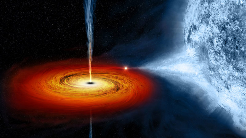 An artist's drawing a black hole