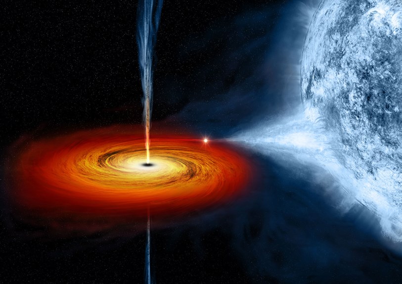 An artist's drawing a black hole