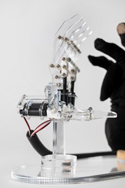 Side View of Actuating Prosthetic Hand with detail of wires