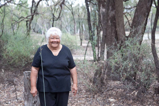 Aunty Barb Egan at the campsite where she lived as a child.