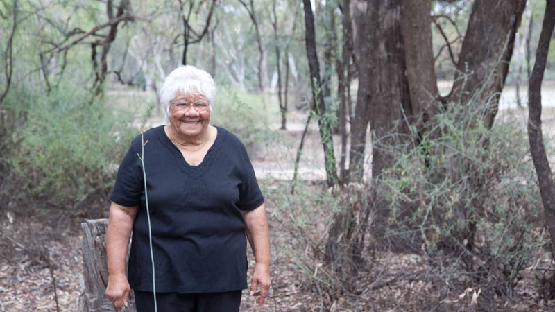 Aunty Barb Egan at the campsite where she lived as a child.