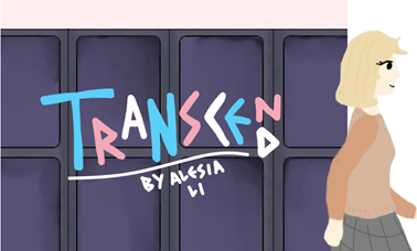 Illustrated title sequence of a girl walking in front of school lockers with the title of an animation 
