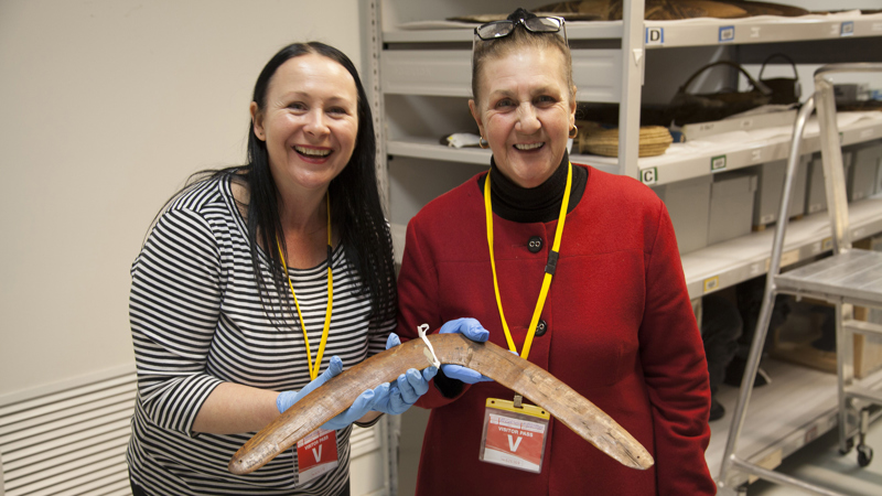 Aunty Marlene and Deanne Gilson researching Victorian Aboriginal collections at Melbourne Museum