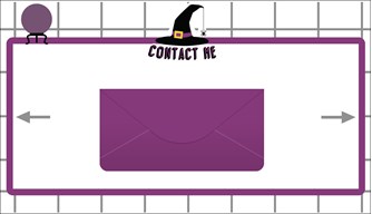 Webpage with the heading Contact Me in purple above a drawing of a large purple envelope