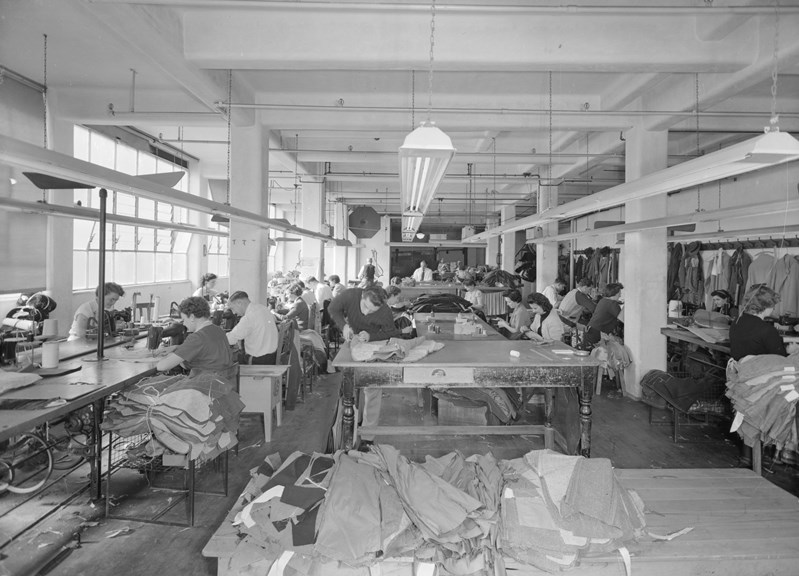 Workers in a textile factory