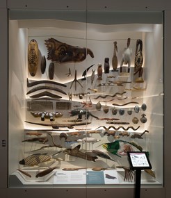 Aboriginal sculptures in a showcase