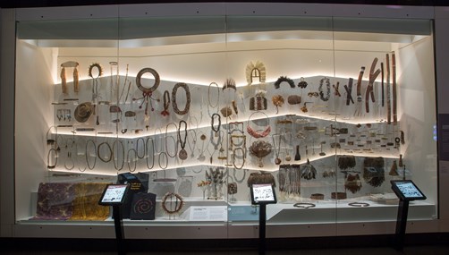 Aboriginal jewelry and accessories in a showcase