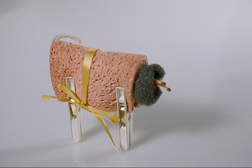 A small model made from household items