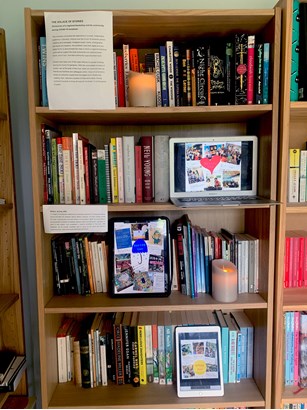Home exhibition in a bookcase
