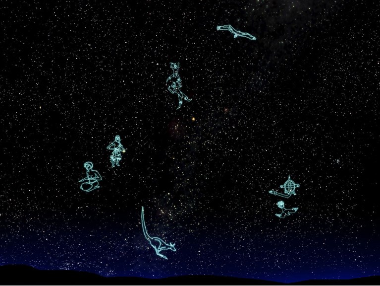 Night skies with outlined Boorong Constellations