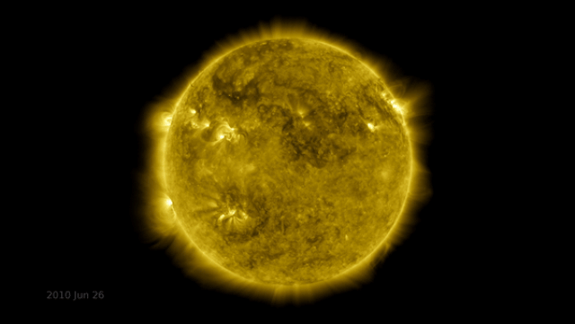 A video clip from the recent 10-year time lapse video of the sun by NASA’s Solar Dynamics Observatory. 