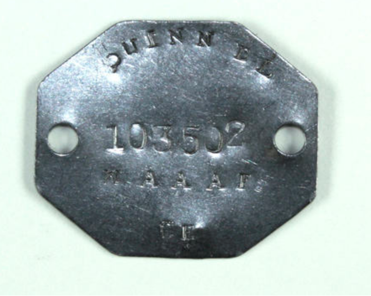 A military identification tag. 