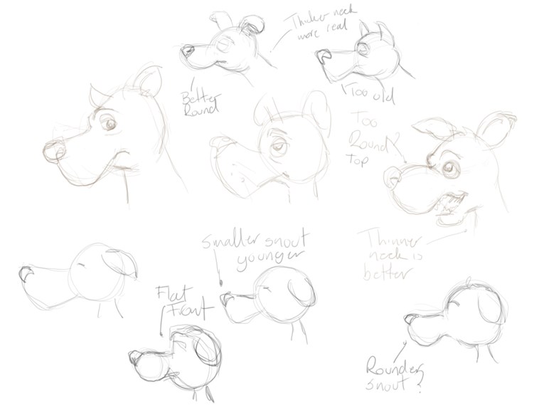 Sketches of a dog's face.