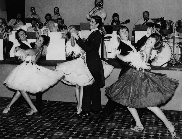 Couples dancing at the Royale Ballroom in the Exhibition Building, circa 1950s.