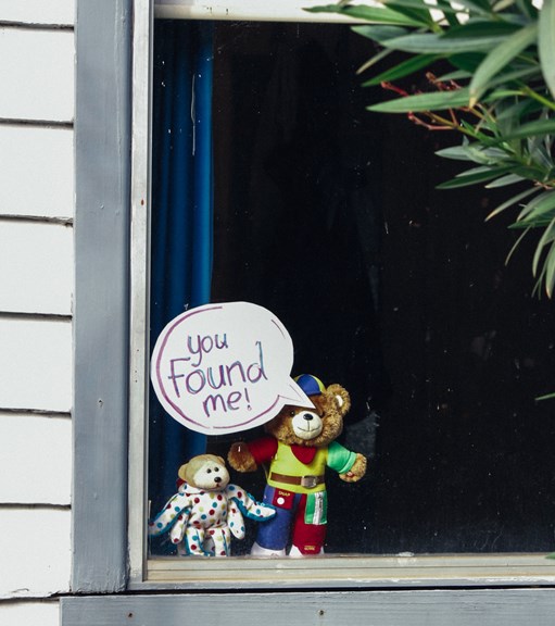'You Found Me' Teddies in Window