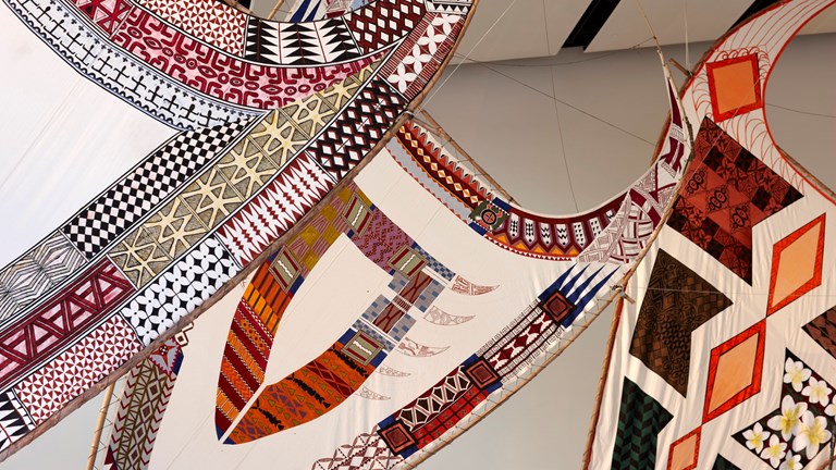 Various sails within Te Pasifika gallery