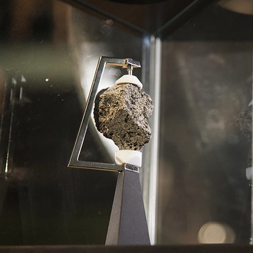 Moon Rock (on loan from NASA's Johnson Space Centre, collected during Apollo 15 moon landing in July 1972), on display at Dynamic Earth exhibition.