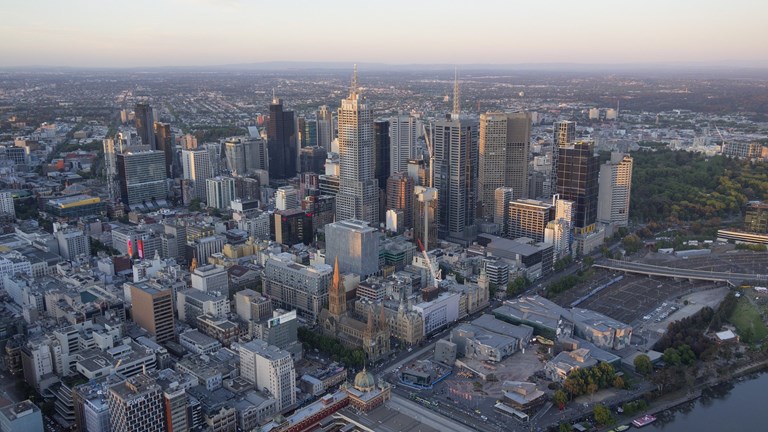 Aerial view of Melbourne city