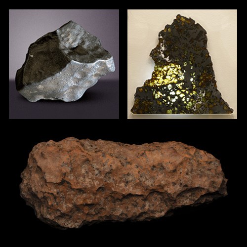 Three different types of meteorites.