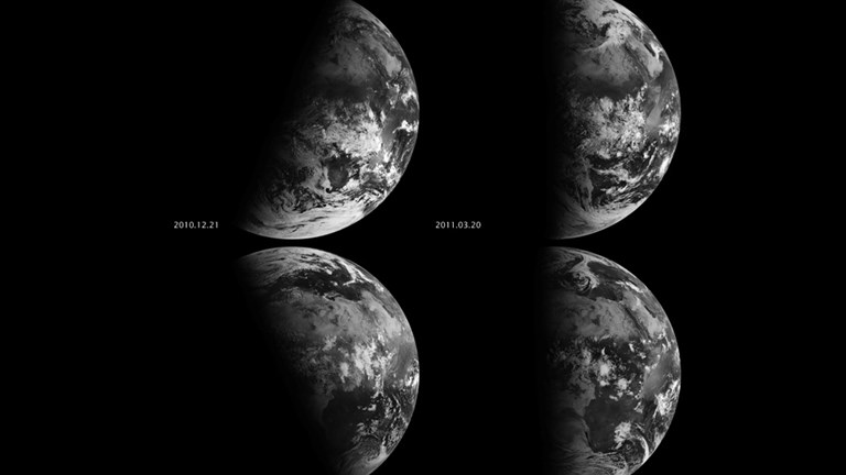 The Earth as imaged between December 2010 and September 2011 from geostationary orbit by the European Meteorological Satellite Meteosat-9. 