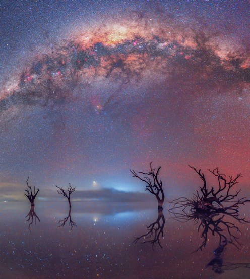 Milky Way arching over Lake Bonney, South Australia.