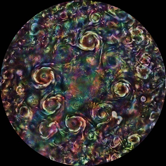 False-colour image of Jupiter’s north pole