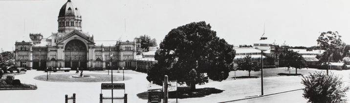 Panoramic image of Melbourne's Exhibition Buildings