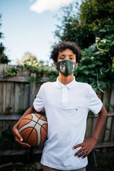 Boy wearing a mask