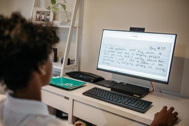 Boy using a computer