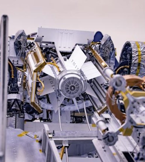 NASA’s Perseverance Rover is upside down in this image from Kennedy Space Centre, April 2020
