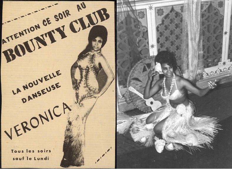 a promotional poster featuring a dancer for a Tahitian club