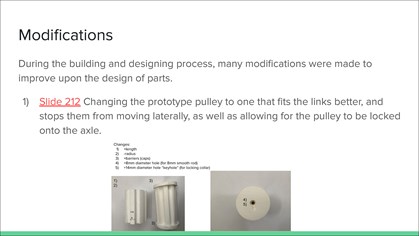 This folio page details modifications made to the end design of different system parts. Each modification is justified in the context of the system’s function.