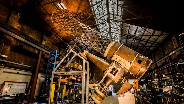 Large telescope in a warehouse