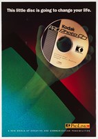 Poster featuring a CD on a red black and green background