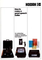 Cover page is divided into three columns, at the bottom of each is a photograph of a different piece of Kodak audiovisual equipment.