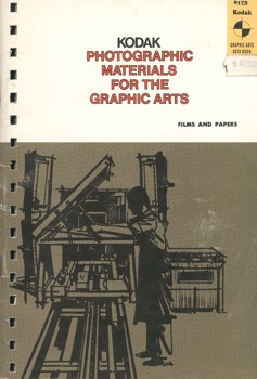 Cover of a paper booklet. There is an illustration of a person using a printing press. The colour scheme is white, brown and black