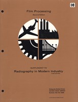 Booklet with a brown with a circular graphic on the cover divided into four quarters, each with a different graphic representation of an industry eg. an aeroplane and a factory.